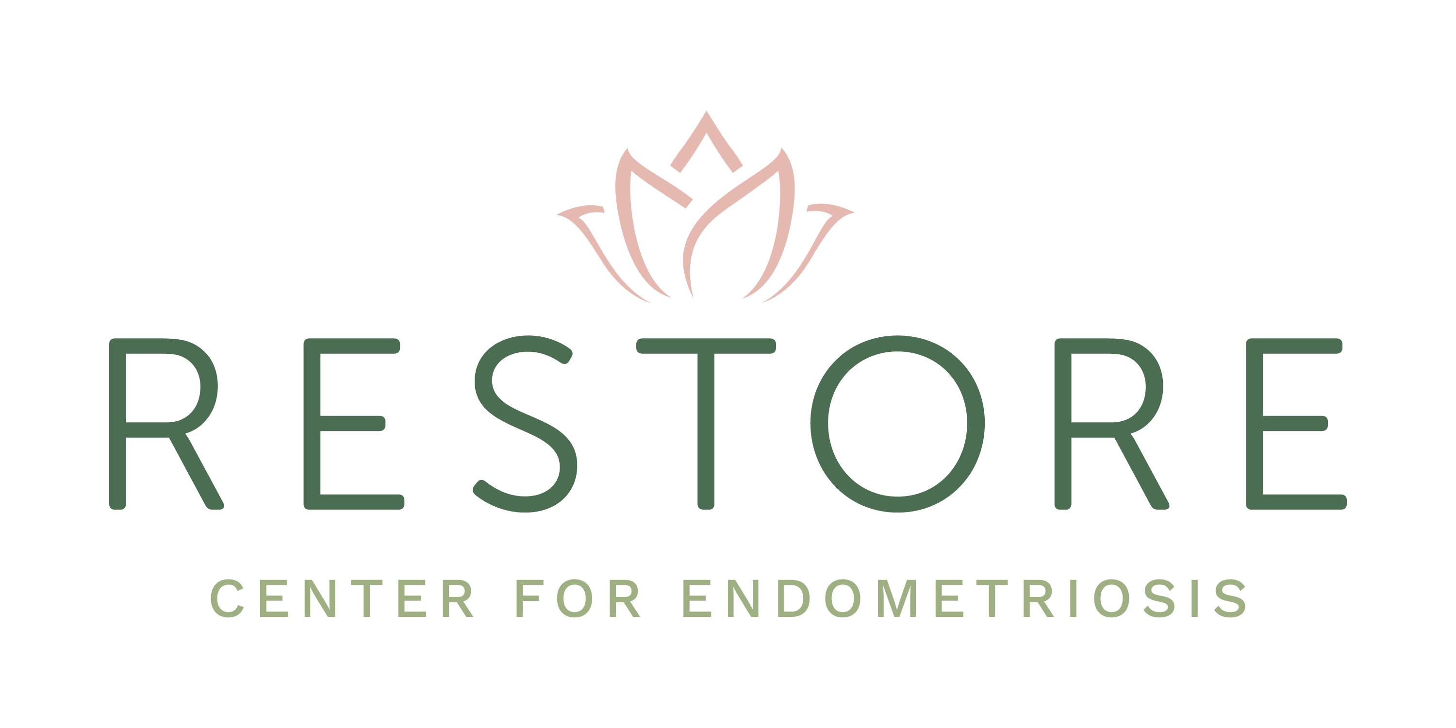 Restore Logo = a succulent blossom above the words RESTORE Center for endometriosis
